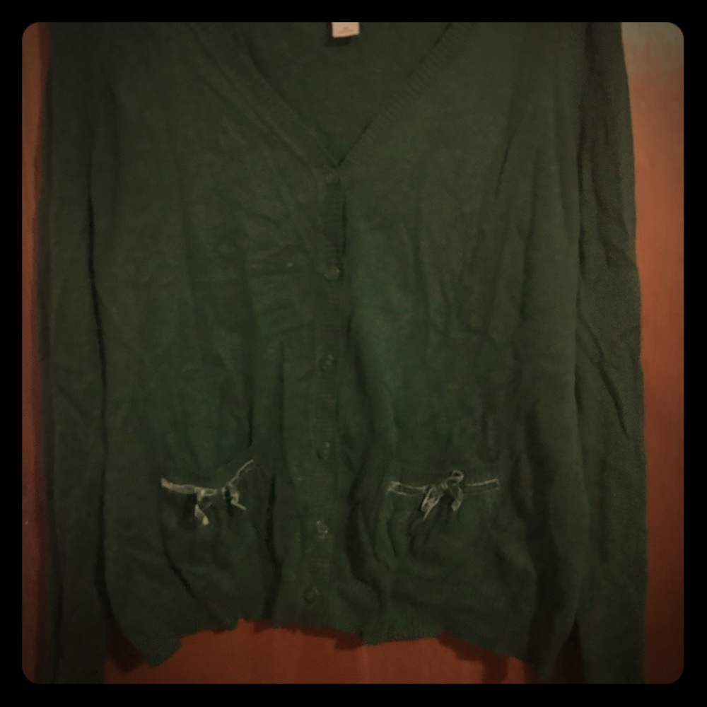 green cardigan